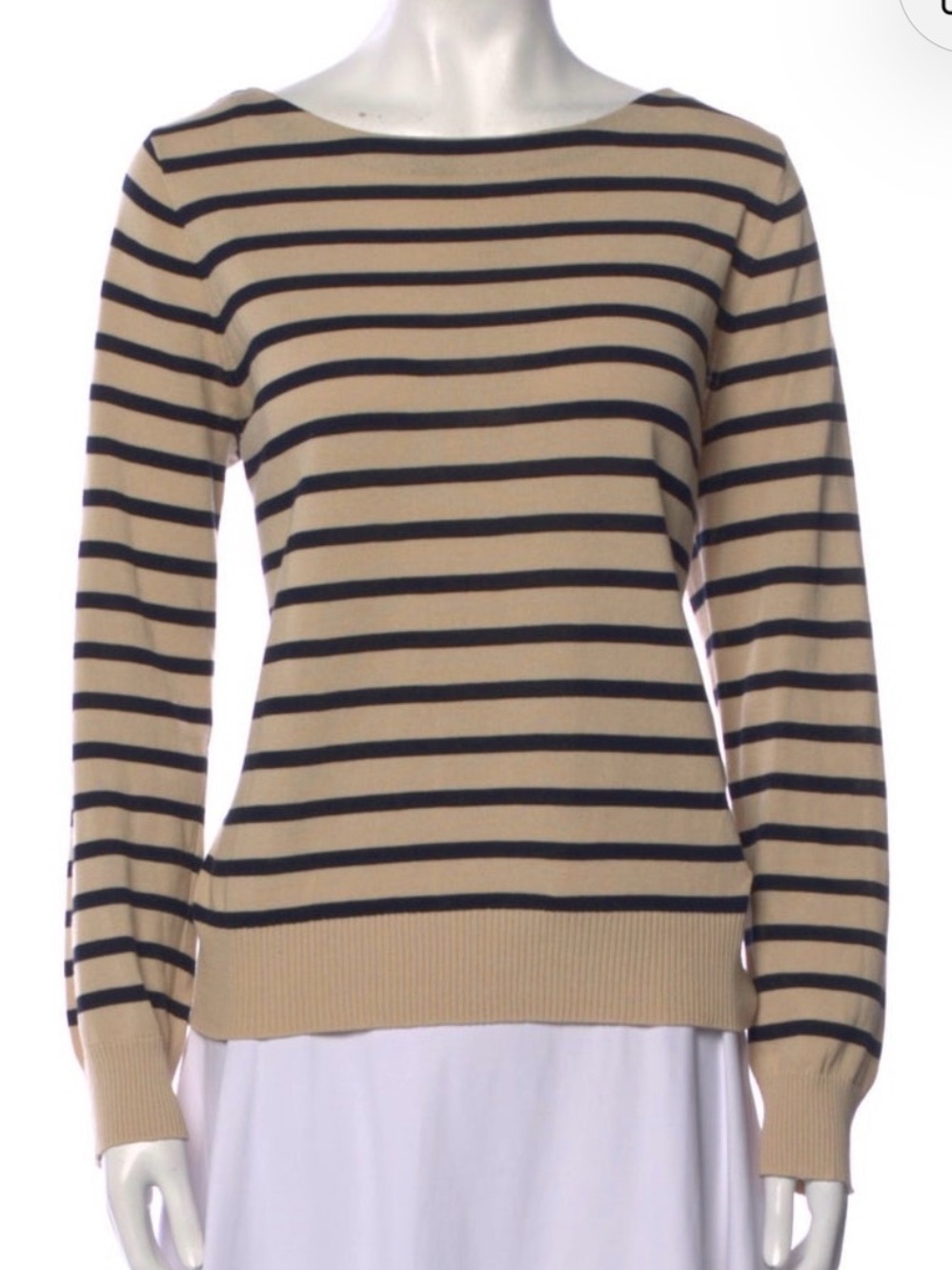 Boatneck Striped Sweater in Beige and Black